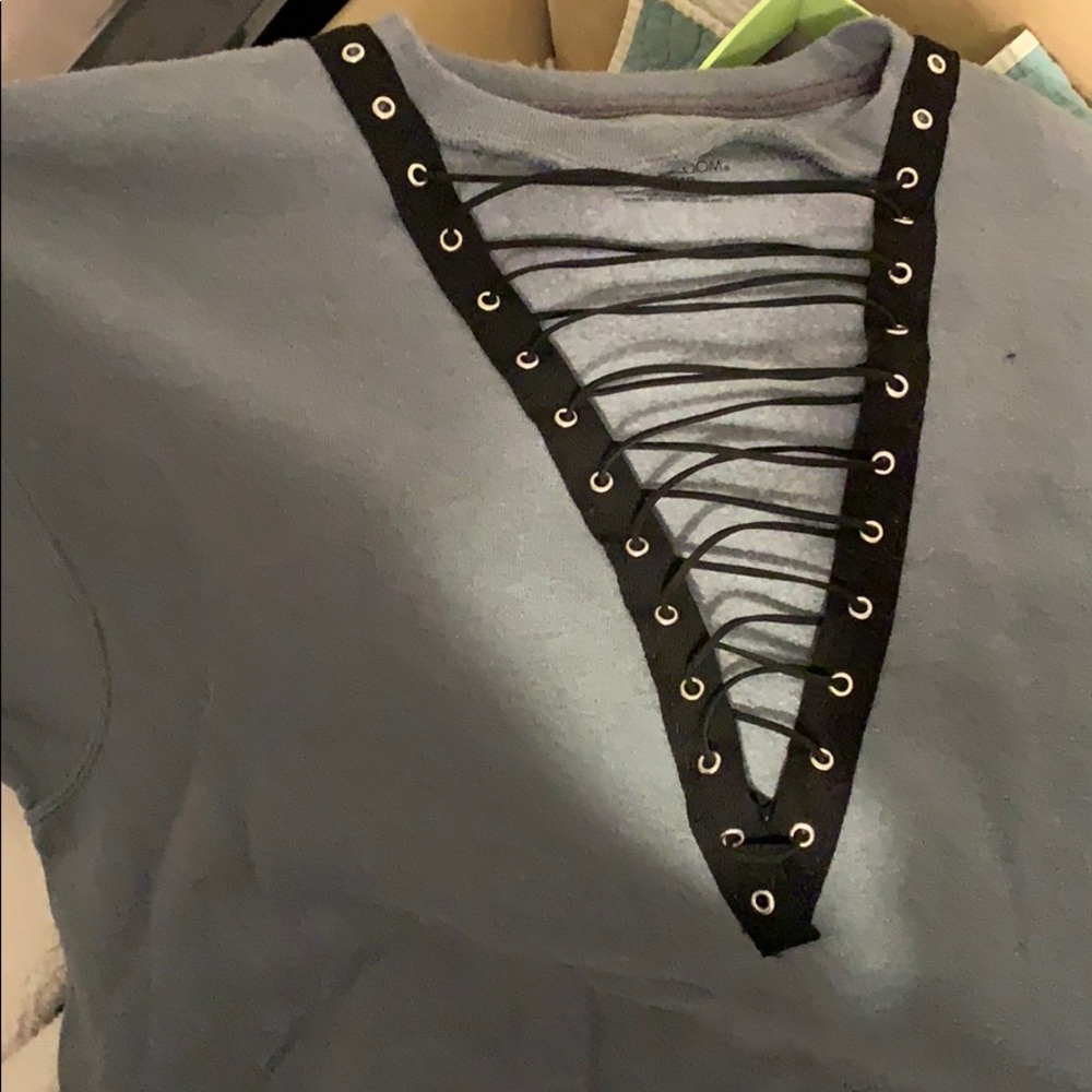Vintage crew neck sweatshirt with lace up detail